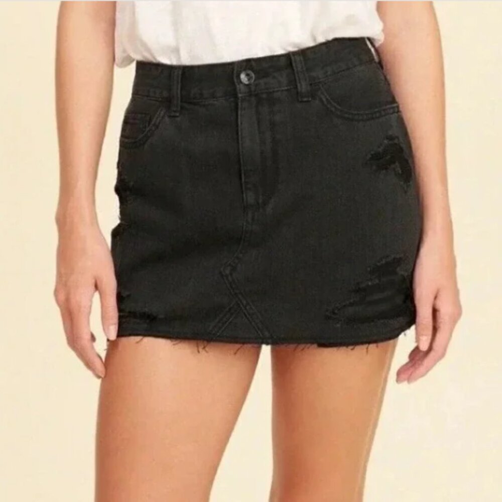 Ultra High Rise Denim Mini Skirt - Black (US 26) - HOLLISTER